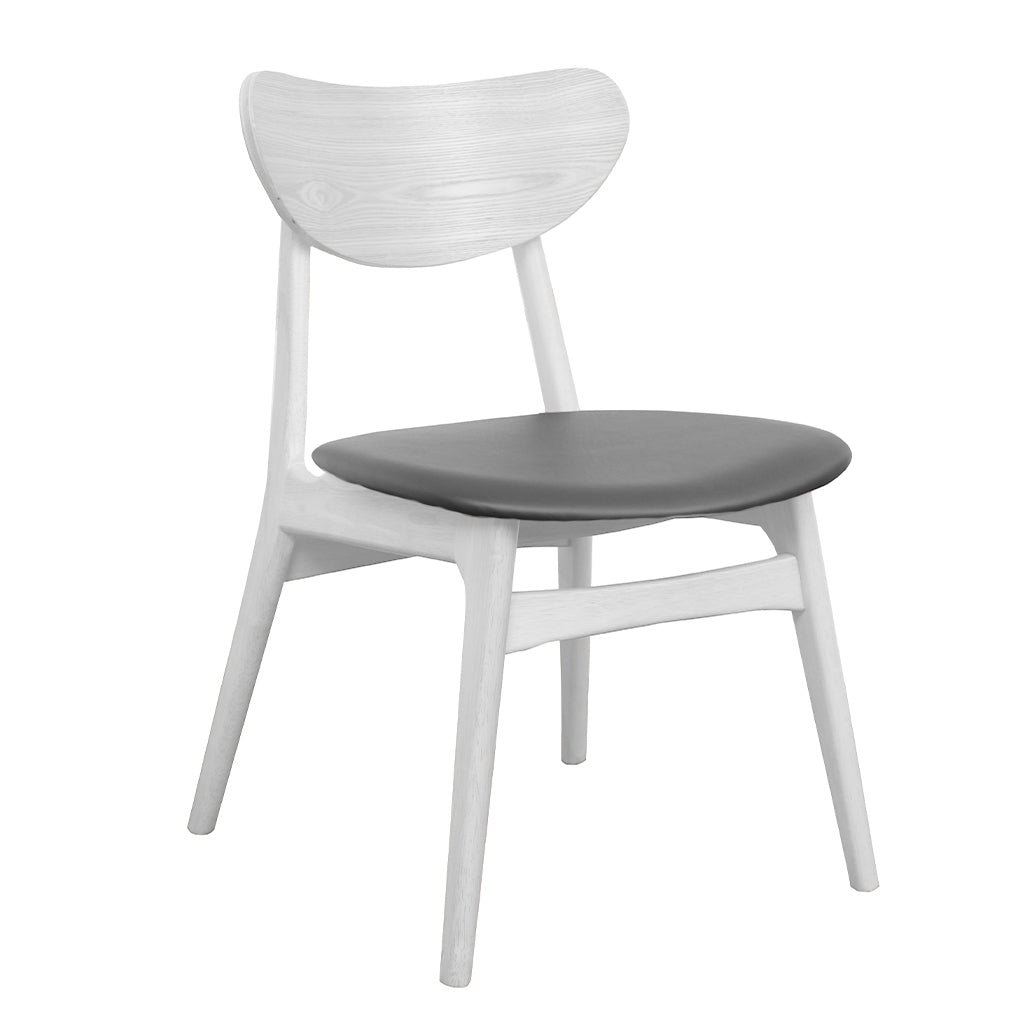 Finland Dining Chair-White with Charcoal PU Seat