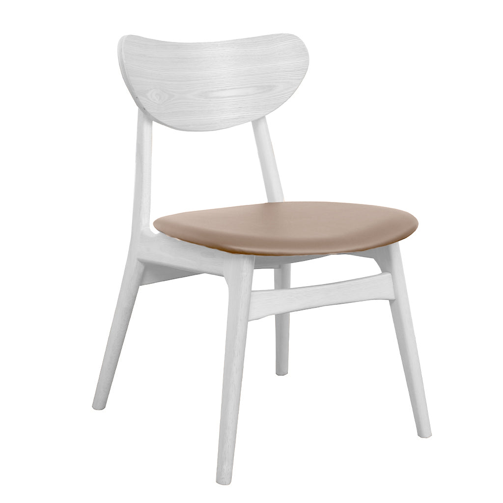Finland Dining Chair-White with Clay PU Seat