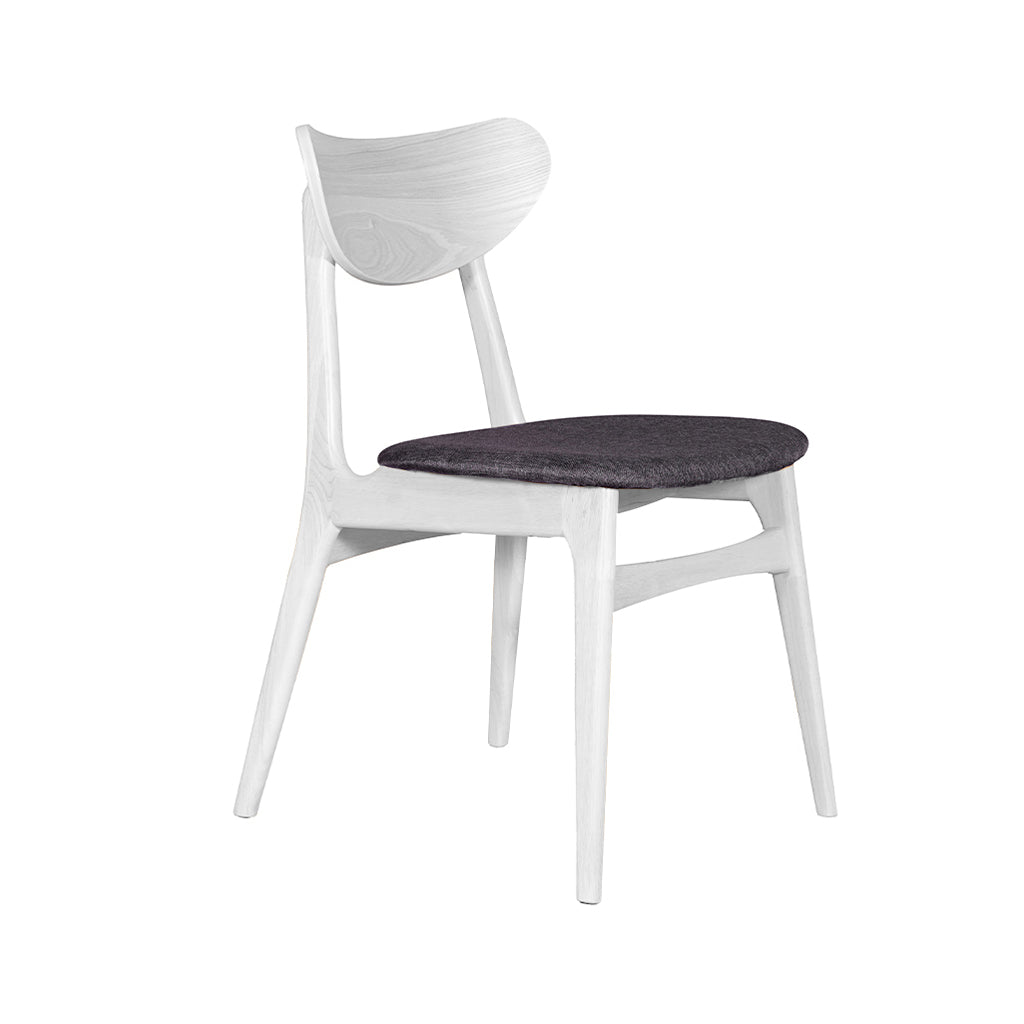 Finland Dining Chair-White with Espresso Fabric Seat