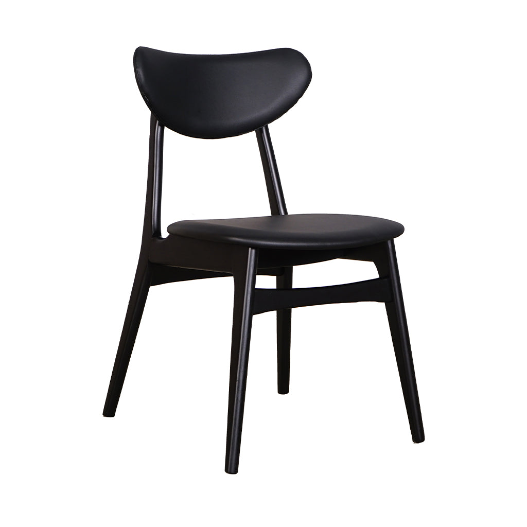 Falkland Dining Chair-Black with Black PU Back and Seat
