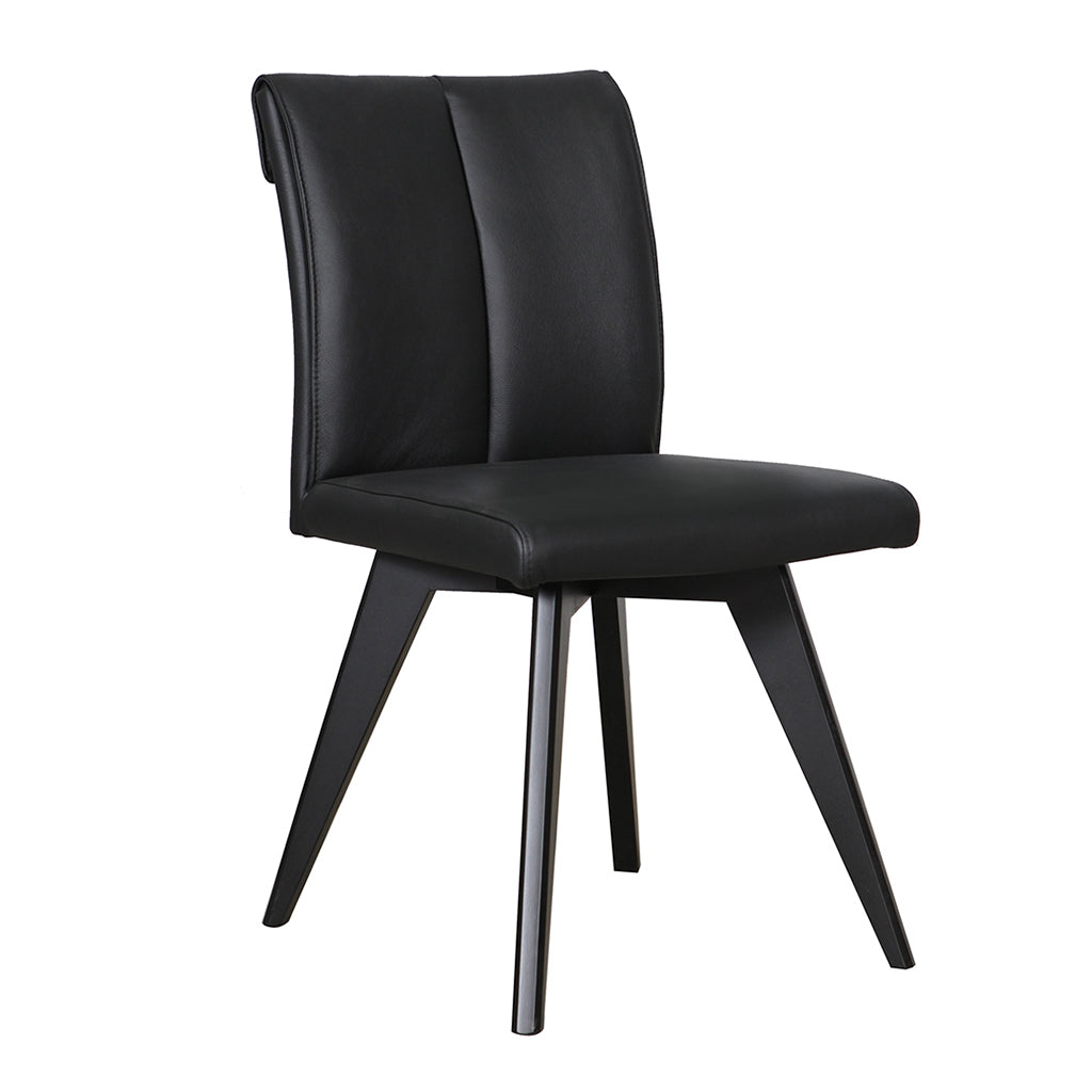 Hendriks Leather Dining Chair-Black Leather with Black Base
