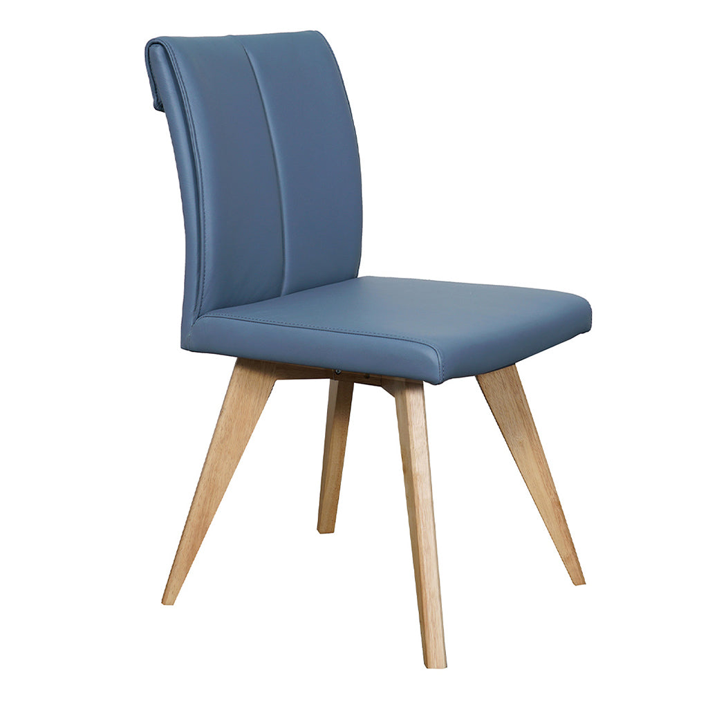 Hendriks Leather Dining Chair-Bluestone Leather with Natural Base