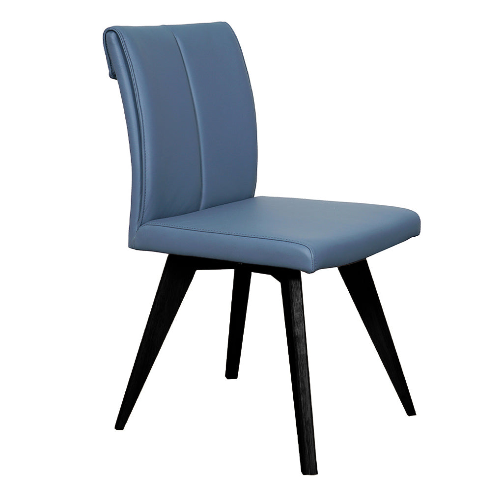 Hendriks Leather Dining Chair-Bluestone Leather with Black Base