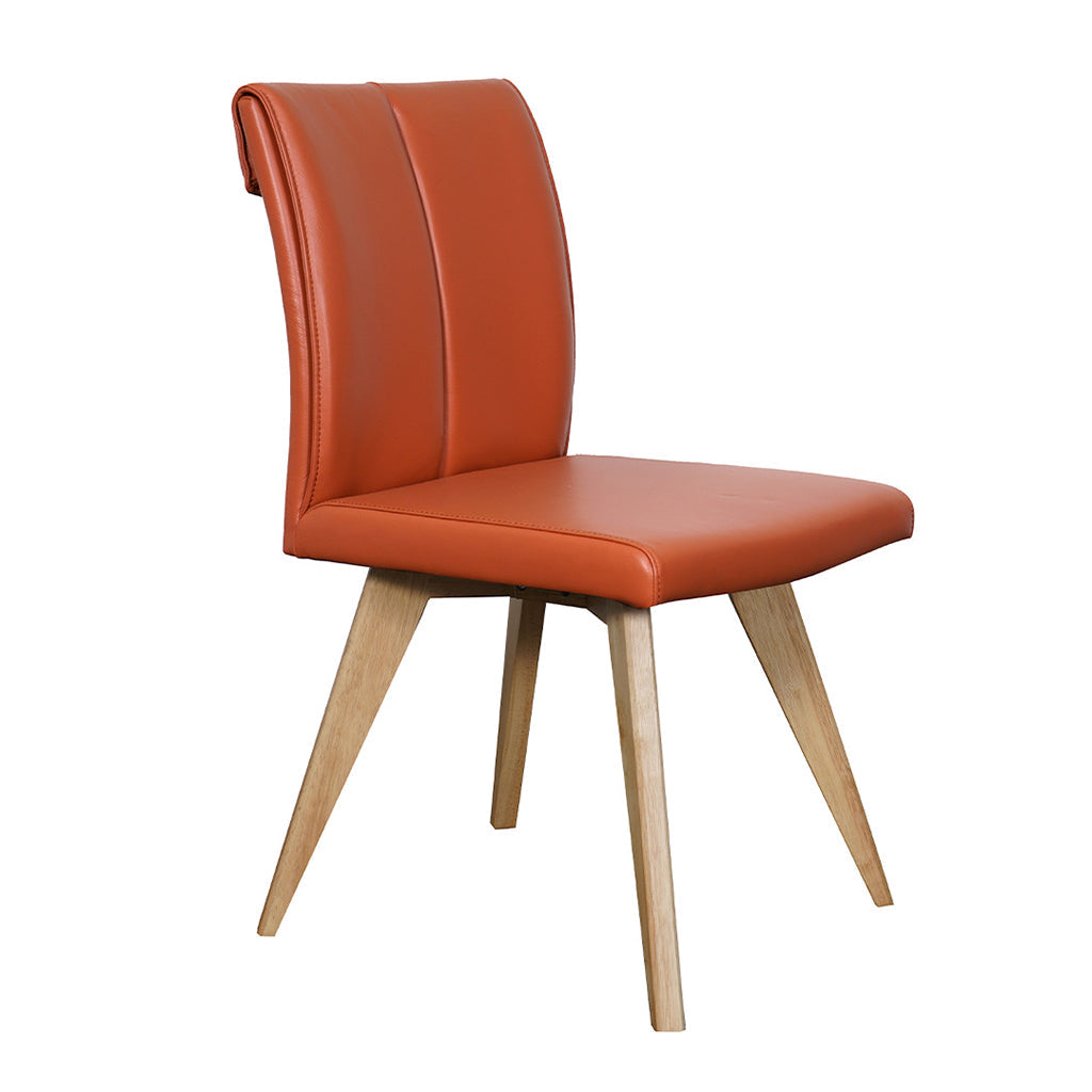 Hendriks Leather Dining Chair-Terracotta Leather with Natural Base