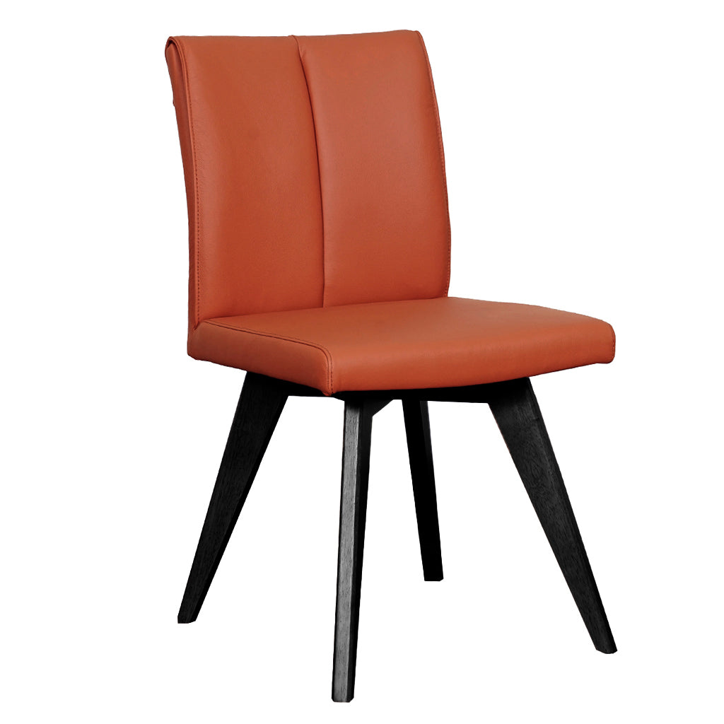Hendriks Leather Dining Chair-Terracotta Leather with Black Base