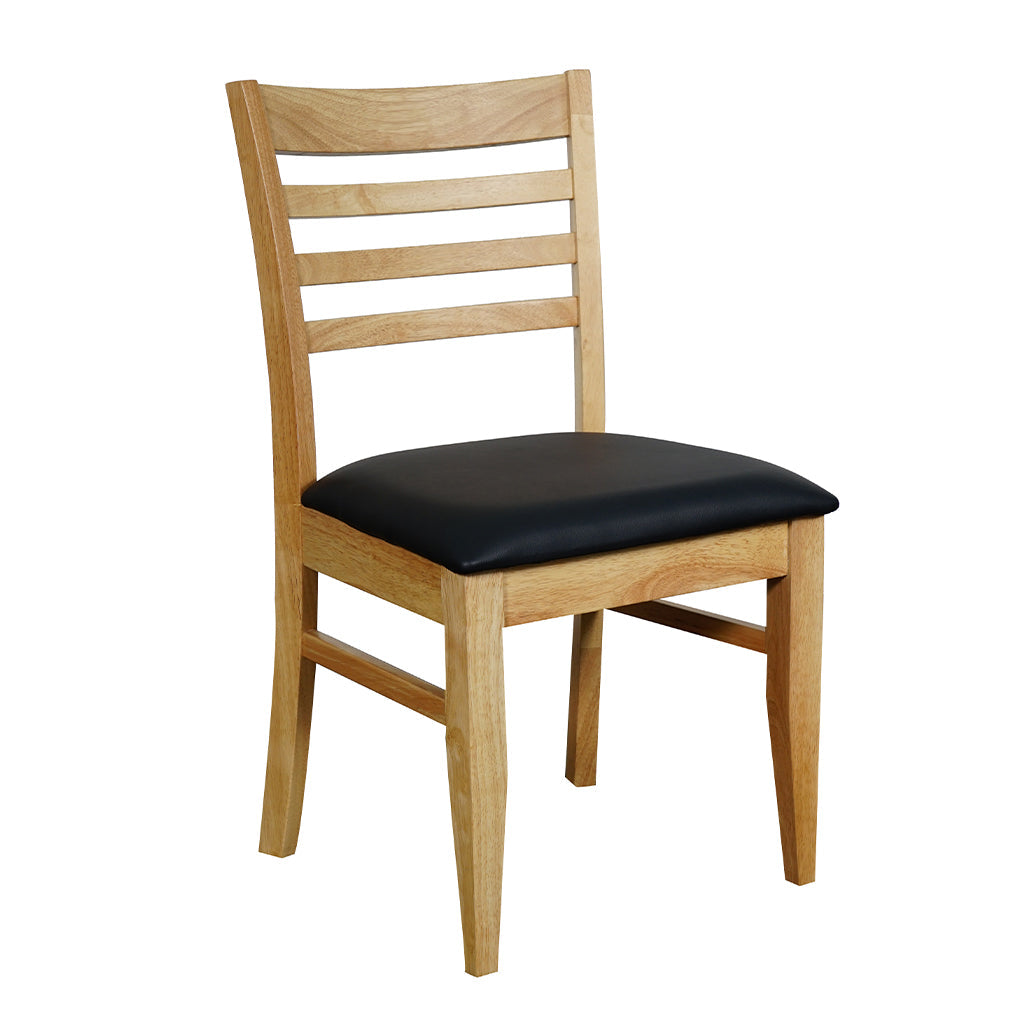 Jade Dining Chair-Natural with Black PU Seat