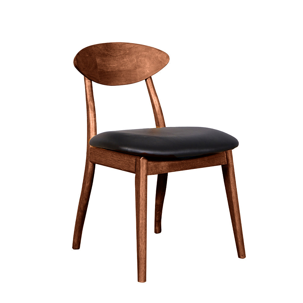 Moon Dining Chair-Antique Maple with Black PU Seat