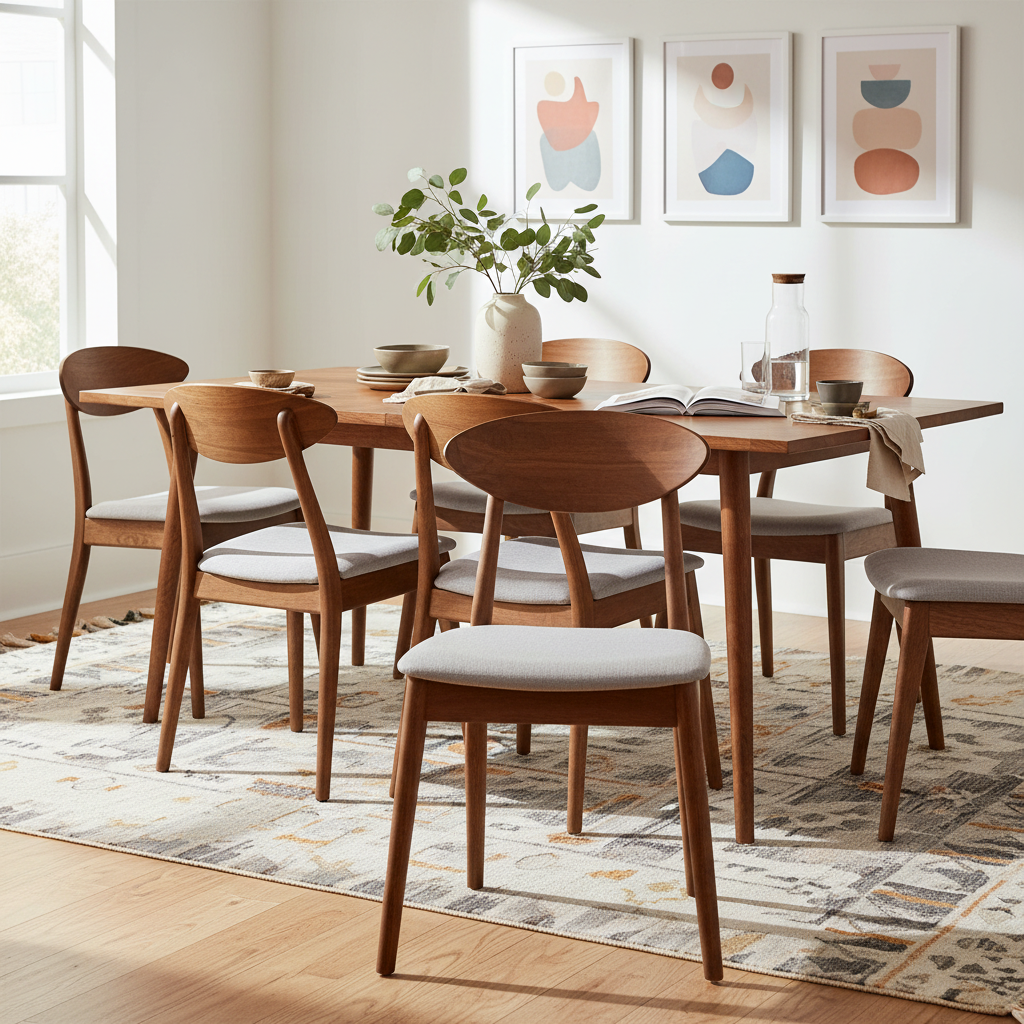 Moon Dining Chair-Antique Maple with Dove Fabric Seat