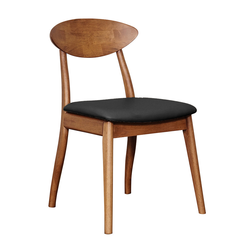 Moon Dining Chair-Light Walnut with Black PU Seat