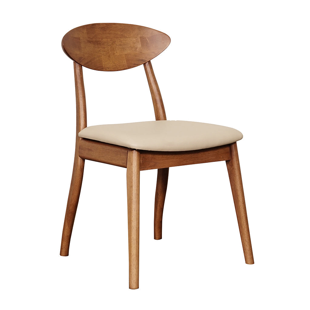Moon Dining Chair-Light Walnut with Clay PU Seat