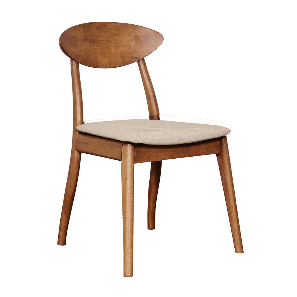 Moon Dining Chair-Light Walnut with Calico Fabric Seat
