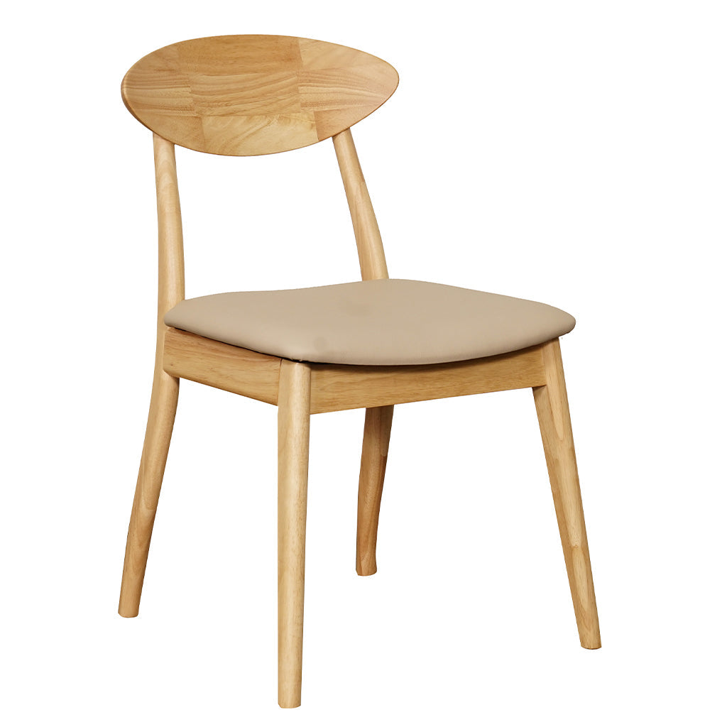 Moon Dining Chair-Natural with Clay PU Seat