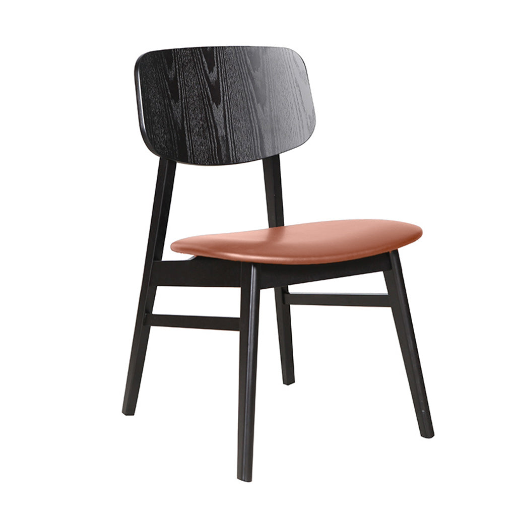 Bergen Dining Chair-Black with Cognac PU Seat