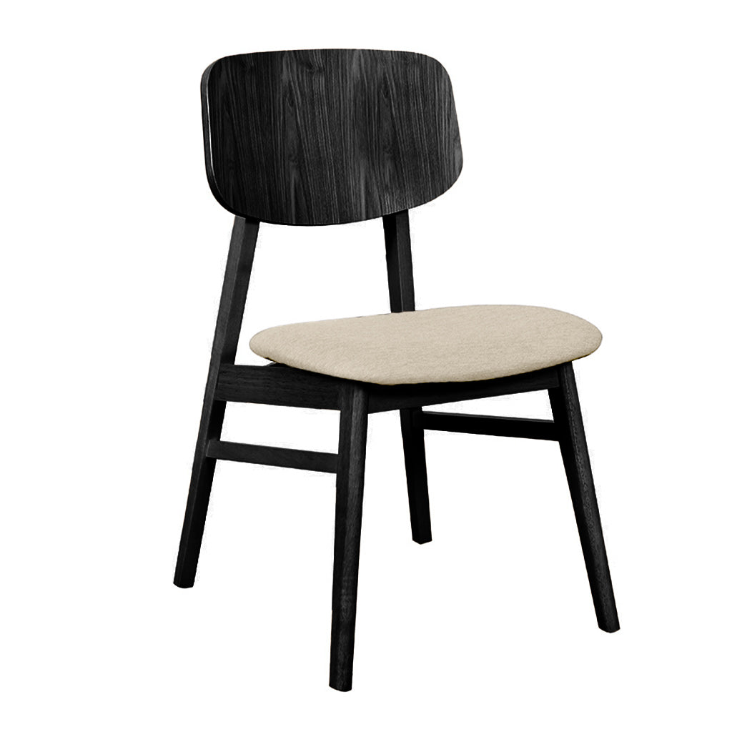 Bergen Dining Chair-Black with Calico Fabric Seat