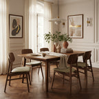 Bergen Dining Chair-Light Walnut with Clay PU Seat