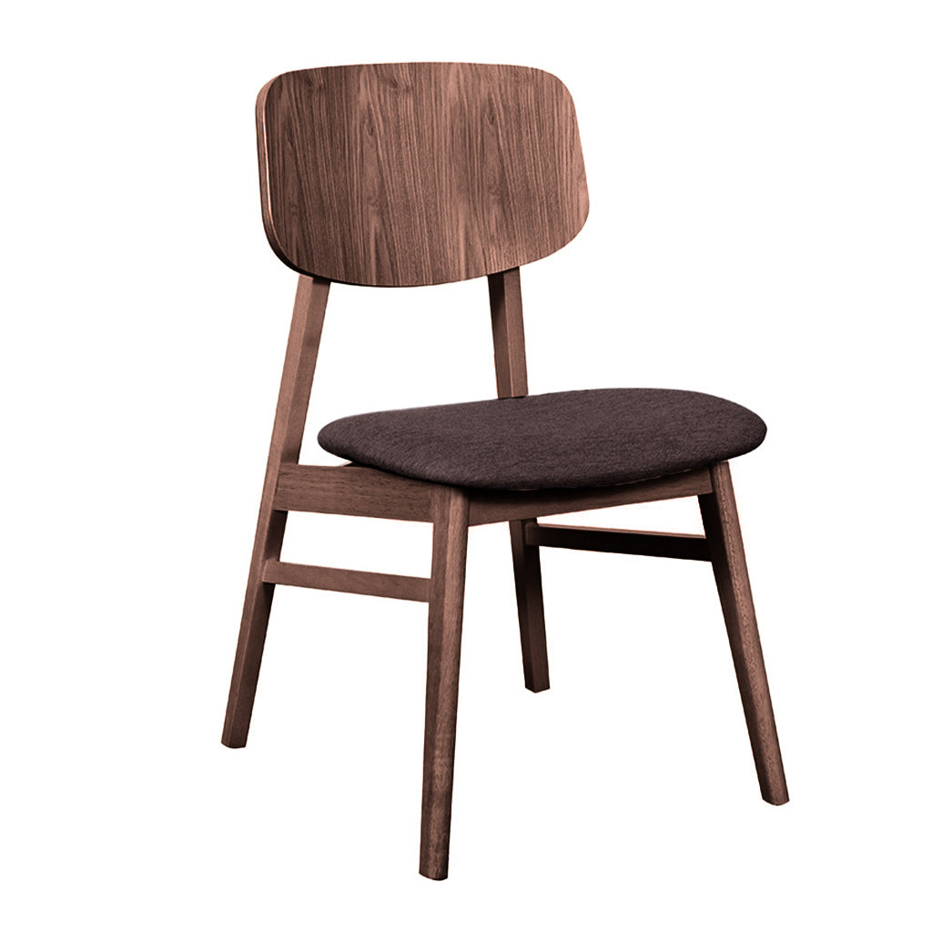 Bergen Dining Chair-Light Walnut with Espresso Fabric Seat
