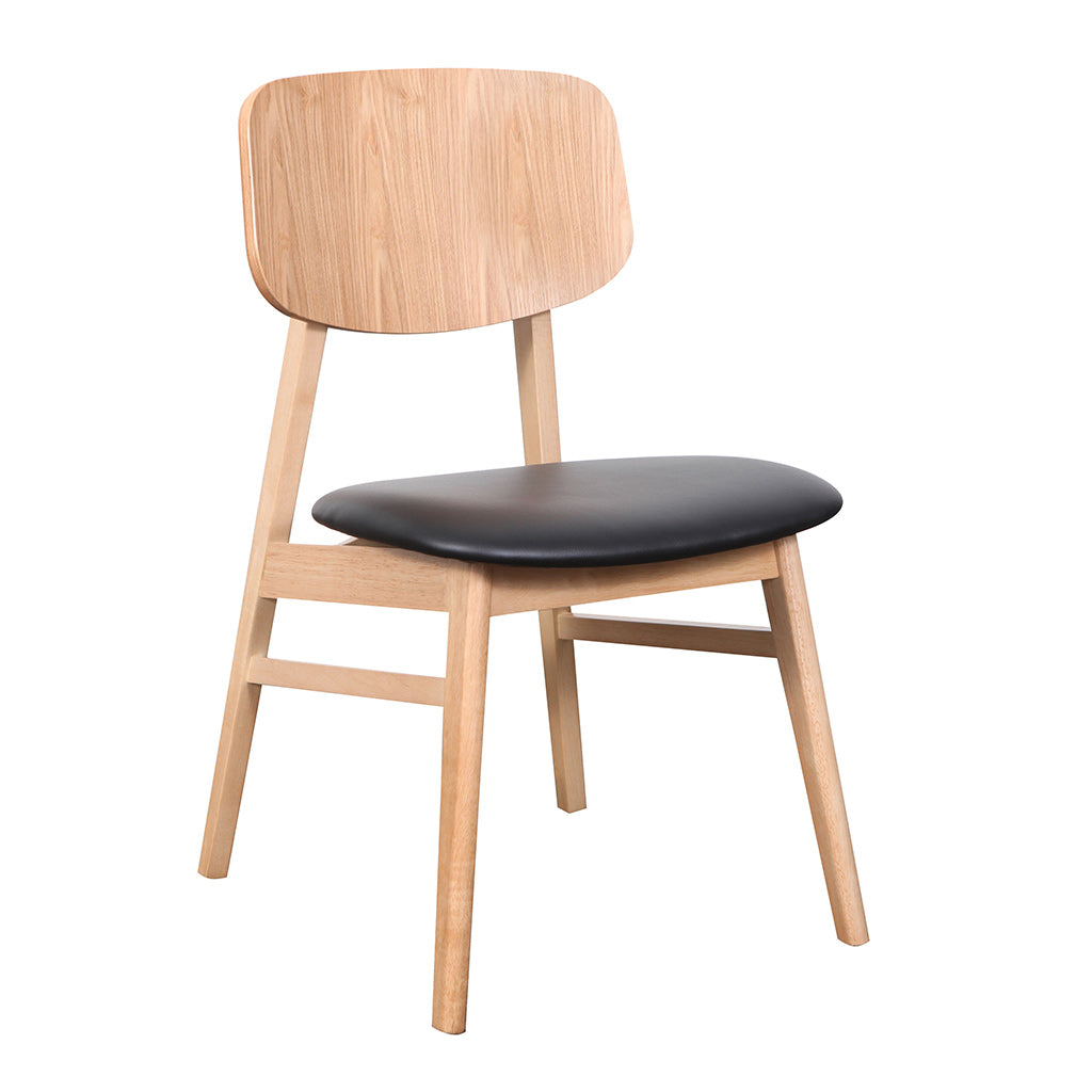 Bergen Dining Chair-Natural with Black PU Seat