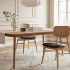 Bergen Dining Chair-Natural with Black PU Seat