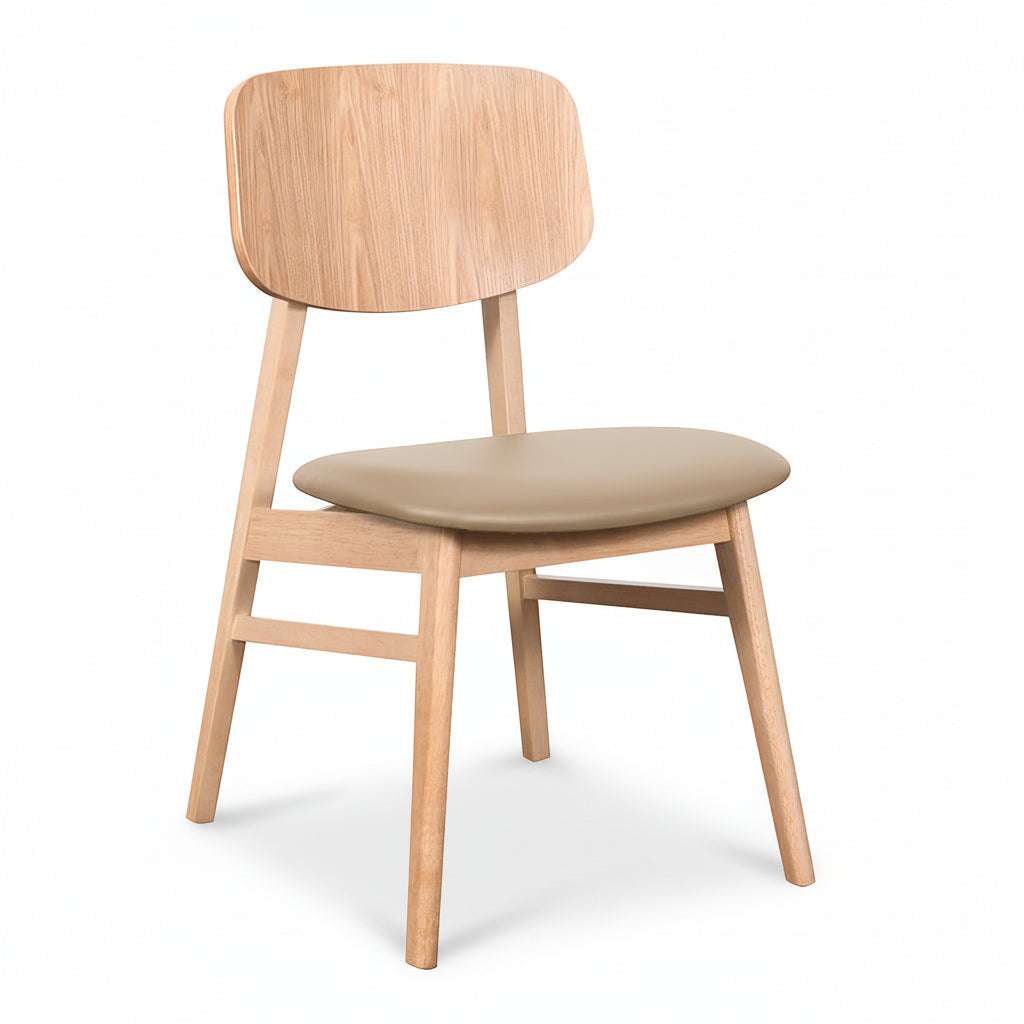 Bergen Dining Chair-Natural with Clay PU Seat