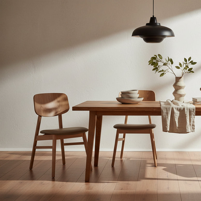 Bergen Dining Chair-Natural with Clay PU Seat