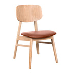 Bergen Dining Chair-Natural with Cognac PU Seat