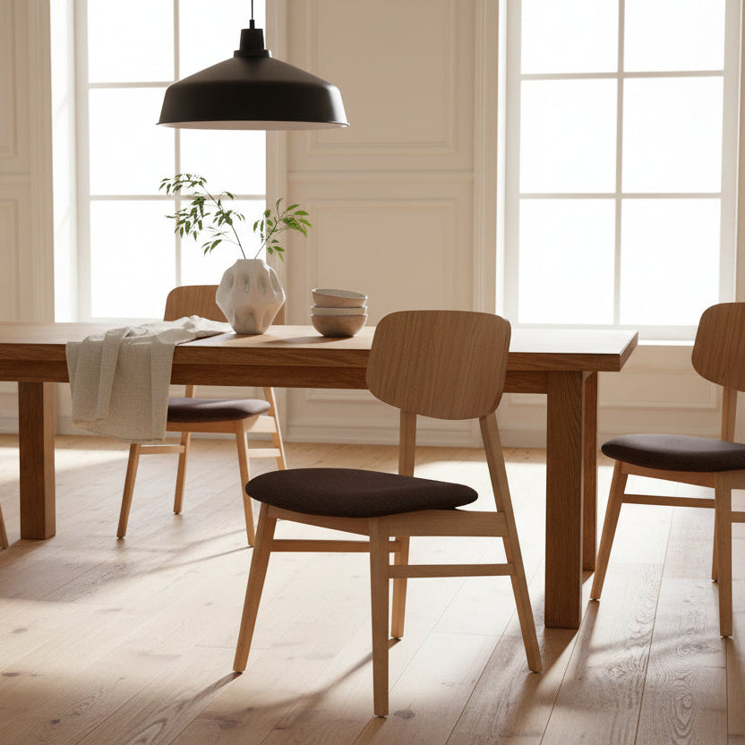 Bergen Dining Chair-Natural with Espresso Fabric Seat