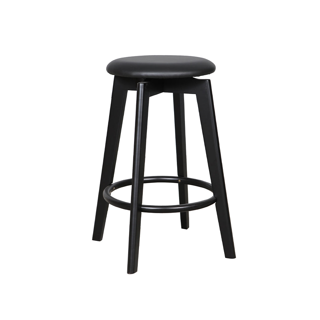 Sandown Bar Stool-Black with Black Veneer Seat