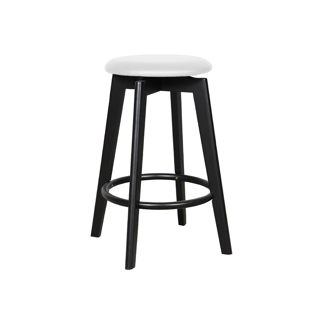 Sandown Bar Stool-Black with White PU Seat