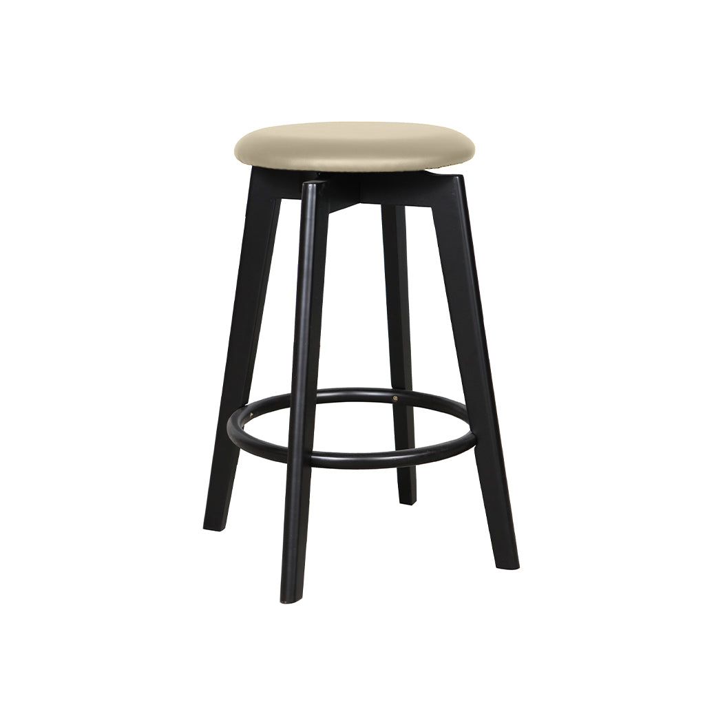 Sandown Bar Stool-Black with Natural Veneer Seat