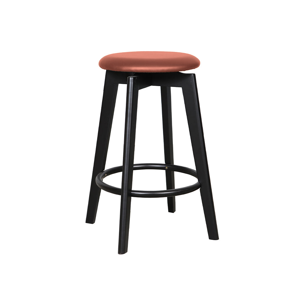 Sandown Bar Stool-Black with Cognac PU Seat
