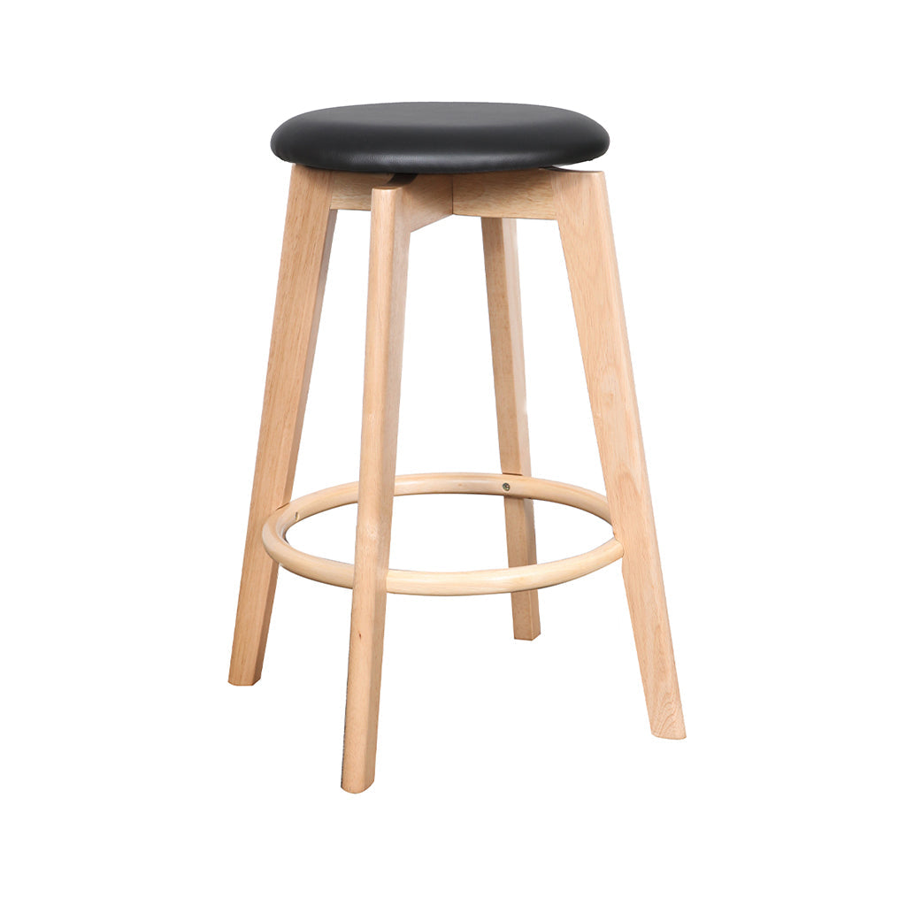 Sandown Bar Stool-Natural with Black PU Seat