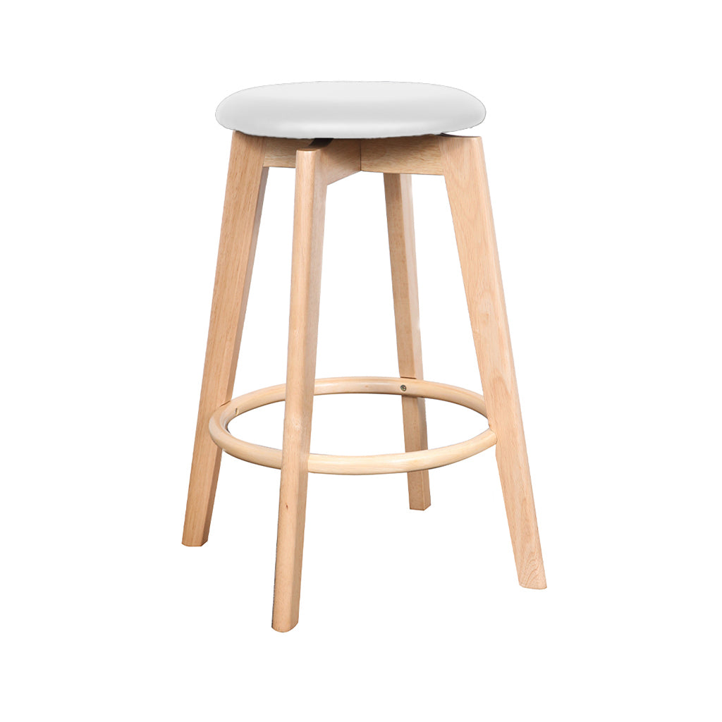 Sandown Bar Stool-Natural with White PU Seat