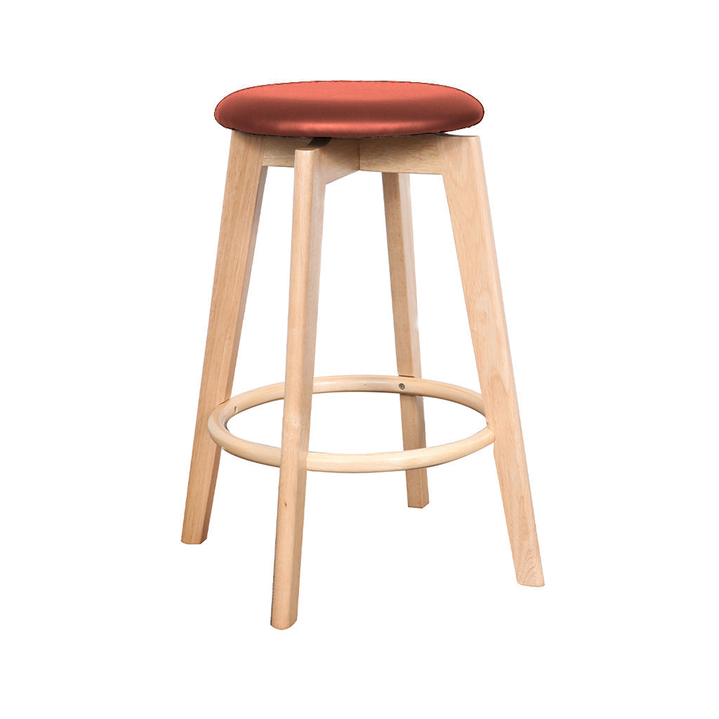 Sandown Bar Stool-Natural with Cognac PU Seat