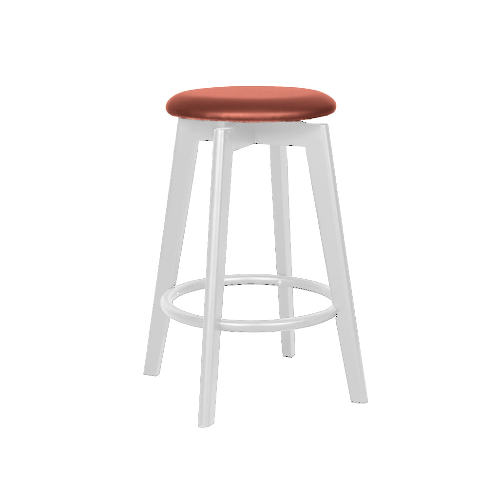 Sandown Bar Stool-White with Cognac PU Seat