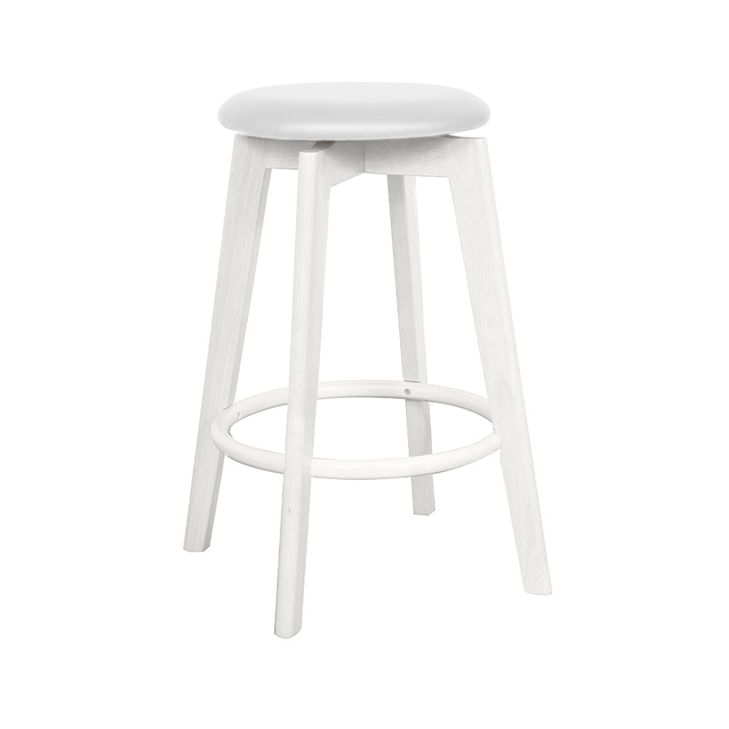 Sandown Bar Stool-White with White Veneer Seat