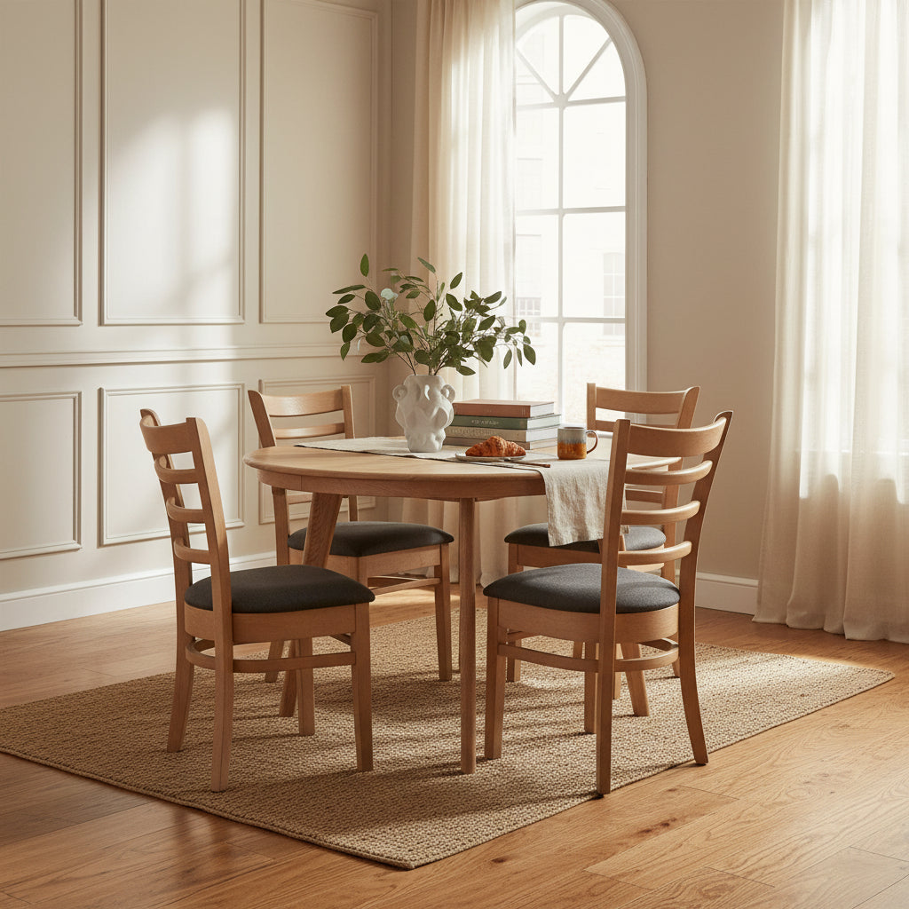 Belmont Round Extension Dining Table 1050 Ext to1380-Natural