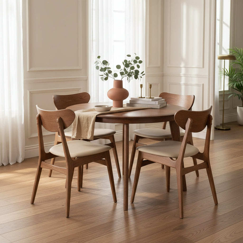 Belmont Round Extension Dining Table 1050 Ext to1380-Light Walnut