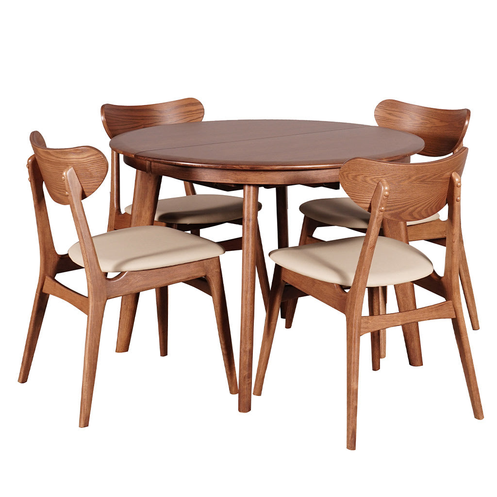 Belmont Round Extension Dining Table 1050 Ext to1380-Light Walnut