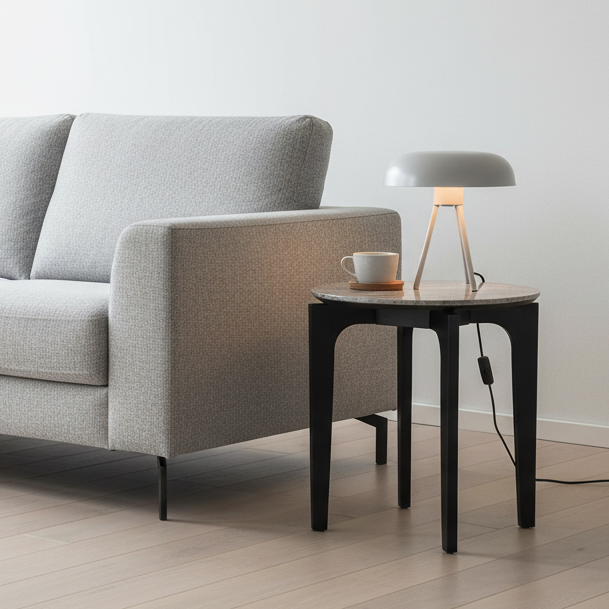 Nordic 500 Dia Round Lamp Table-Black