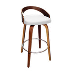 Cheetah Swivel Bar Chair-Walnut Frame with White PU Seat