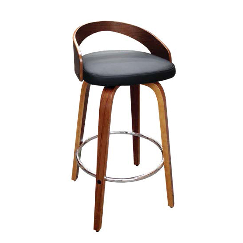 Cheetah Swivel Bar Chair-Walnut Frame with Black PU Seat