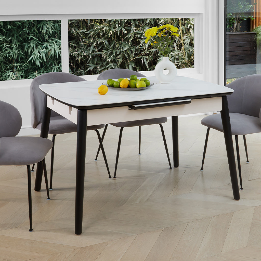 Mila Extension Dining Table 1200 EXT to 1600-Snow White
