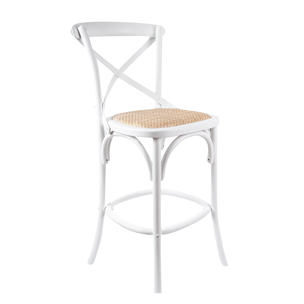 Café Bar Stool-White with Rattan Seat