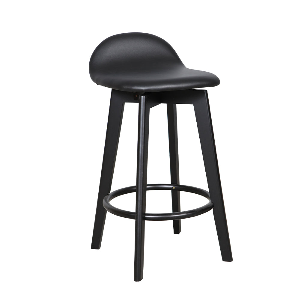 Caulfield Bar Stool-Black with Black PU Seat