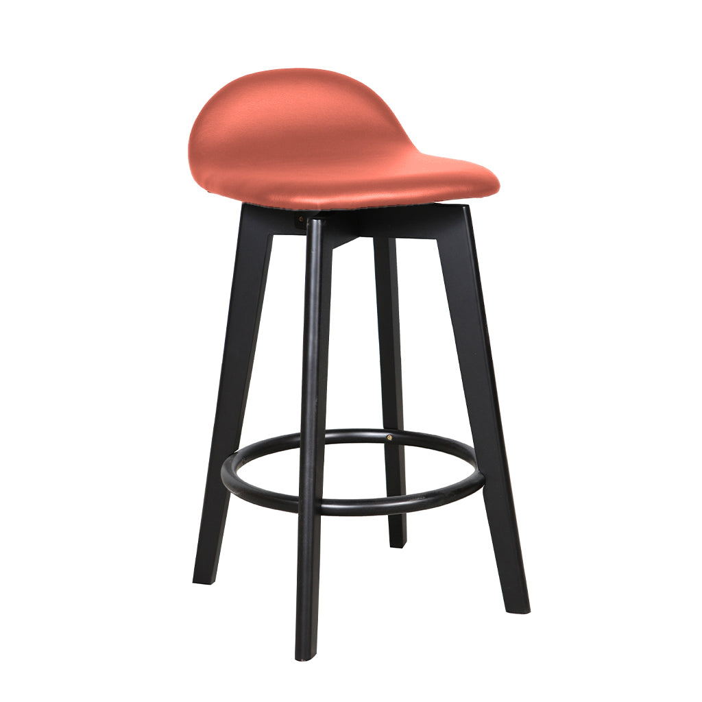 Caulfield Bar Stool-Black with Cognac PU Seat