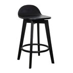 Caulfield Bar Stool-Black with Black Veneer Timber Seat