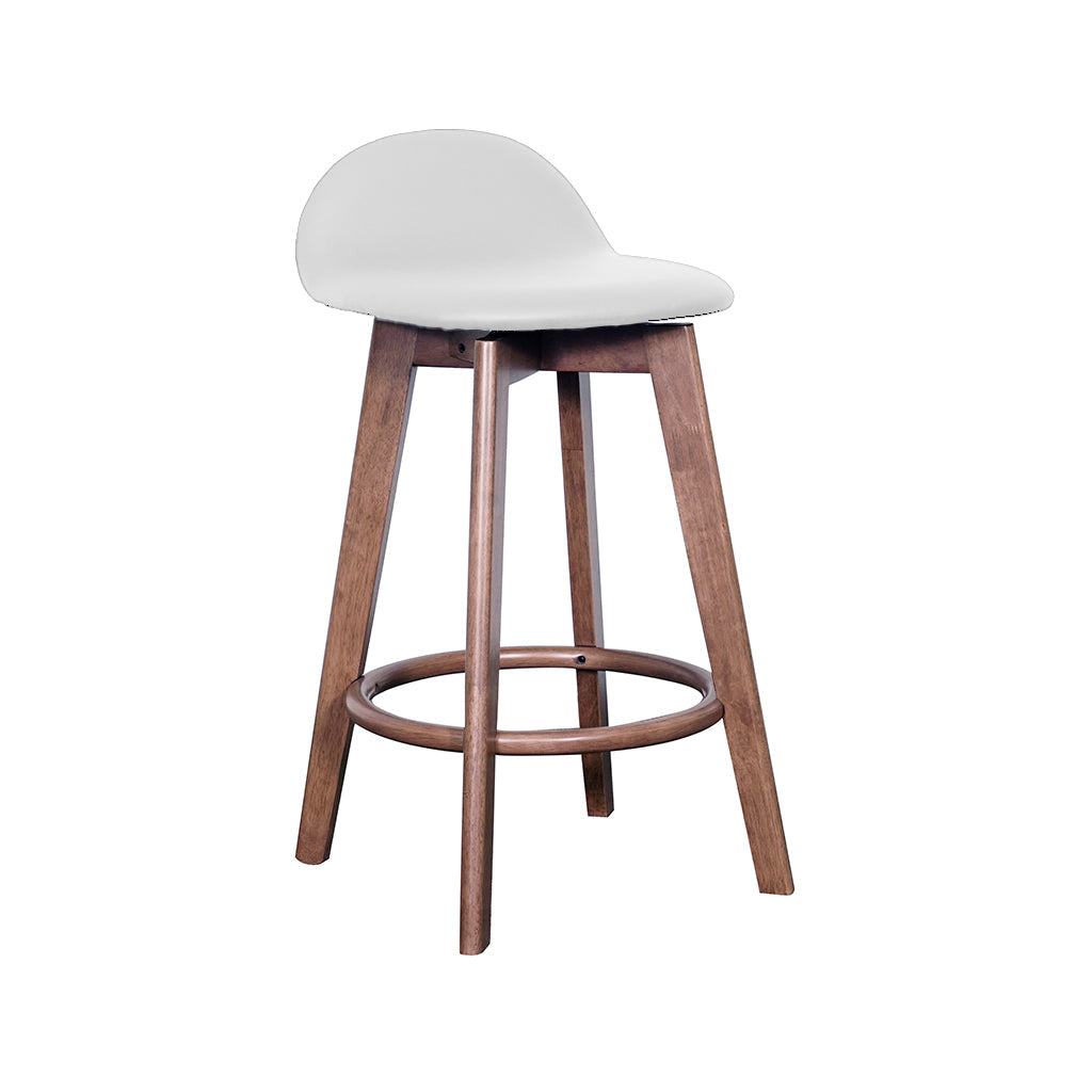 Caulfield Bar Stool-Light Walnut with White PU Seat