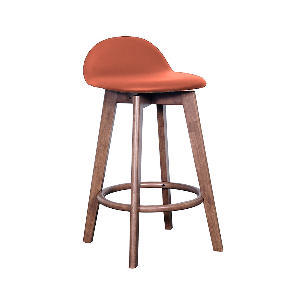 Caulfield Bar Stool-Light Walnut with Cognac PU Seat
