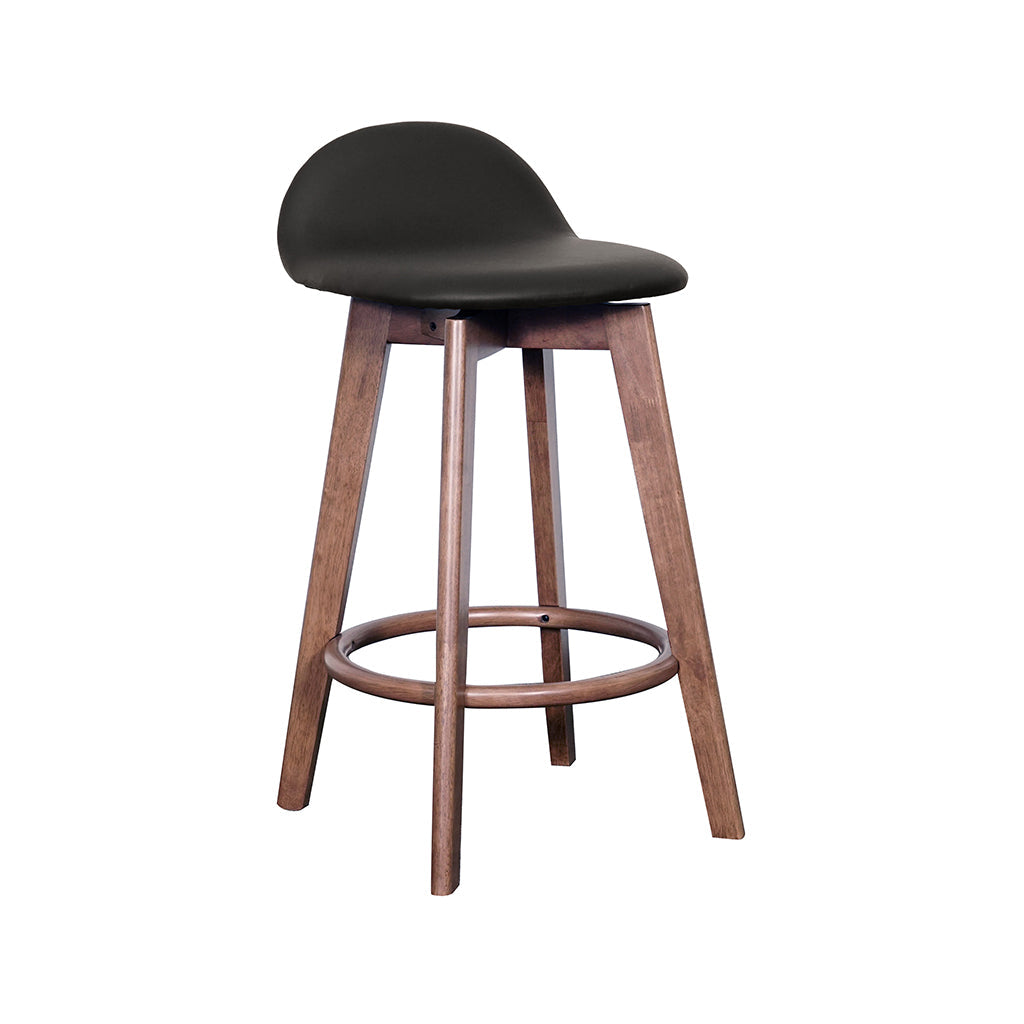 Caulfield Bar Stool-Light Walnut with Black PU Seat