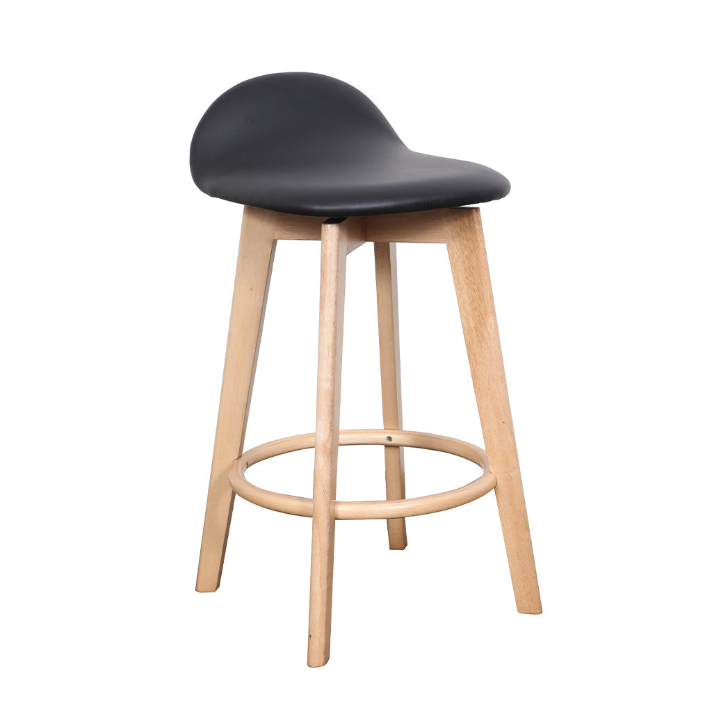 Caulfield Bar Stool-Natural with Black PU Seat
